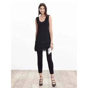 Banana Republic Black Fringe Tunic Size M NWT